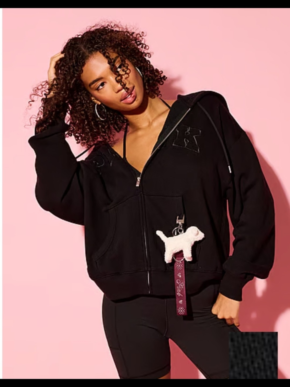 *SET* PINK Victoria's Secret Black Zip Hoodie And sweatpants